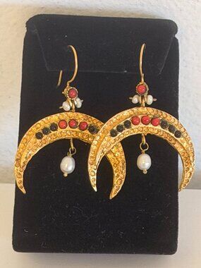 Traditional Turkish Ottoman Earrings Costume 24kt Gold over bronze
